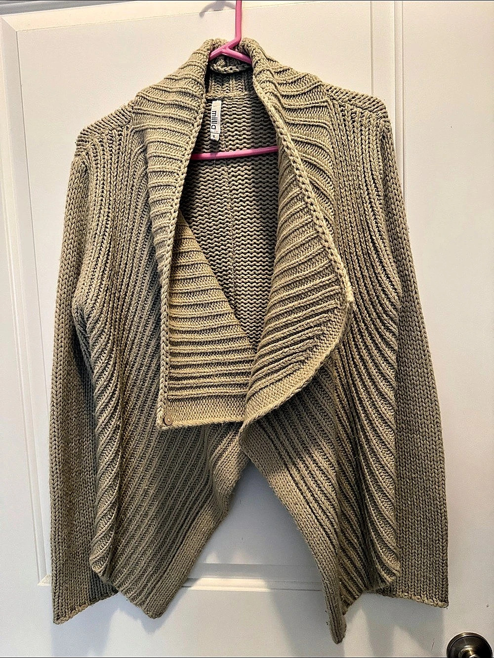 Thick- gauge knit cardigan in Stone Beige